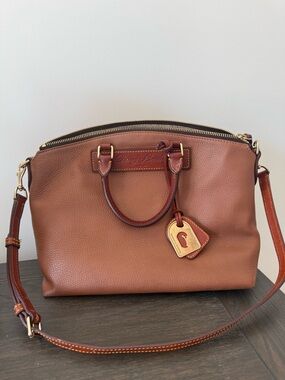 VTG Dooney & Bourke All-Weather Vachetta Brown Juliette Satchel Shoulder Bag